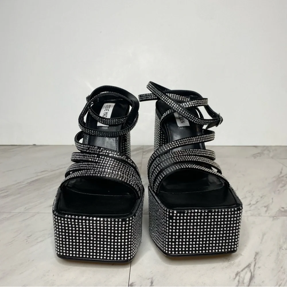 Steve Madden Cocktails Rhinestone Platform Heeled Sandal 7M